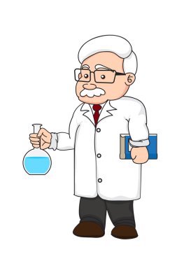 illüstrasyon kimya veya beyaz arka plan üzerinde bilim adamı