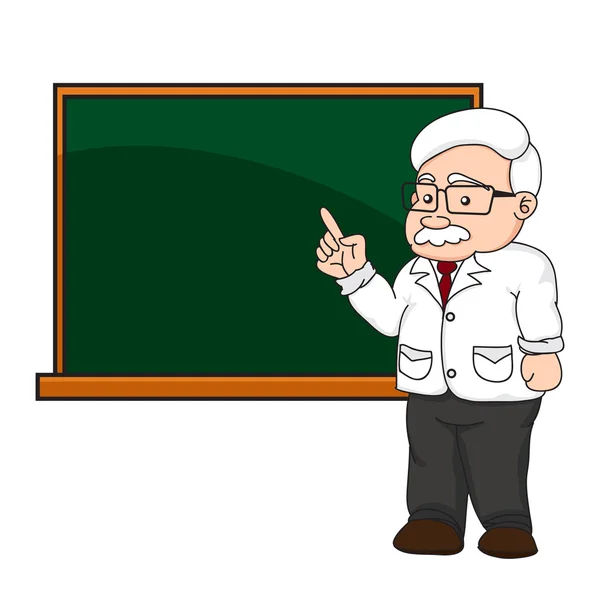 Illustration of a professor or teacher at a chalkboard. — Stock Vector