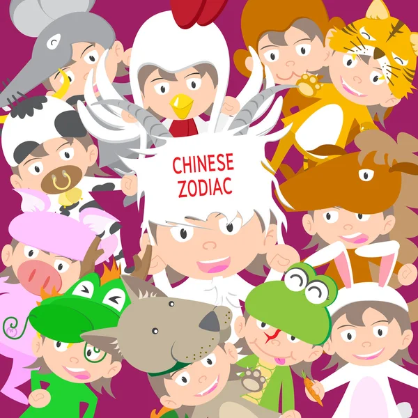 Chinese dierenriem dieren kind pop, jaar van de geit vector — Stockvector