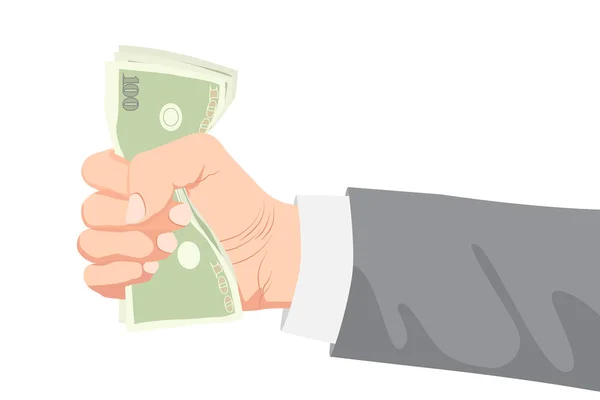 Para dolar iş adamı el vektör (banknot tutan el)