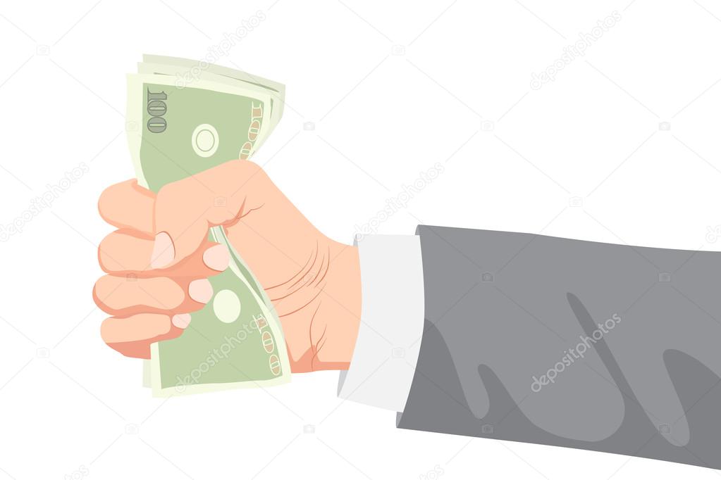 Money dollar in the businessman hand vector (Hand holding Banknotes)