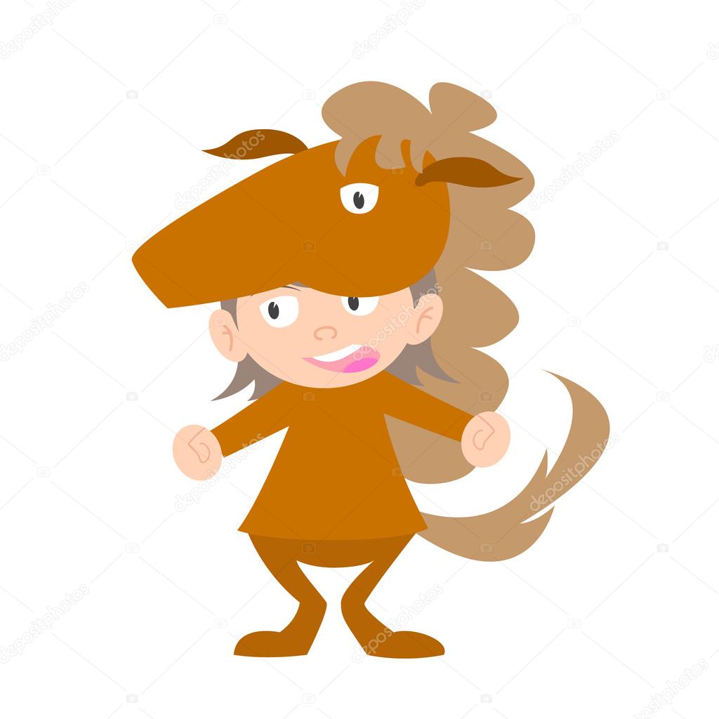 illustration of baby in a horse fancy dress costume vector