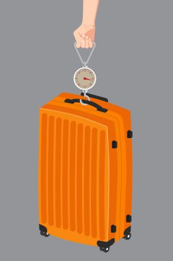 illustration of Hand luggage measurement using steelyard weight vector. clipart
