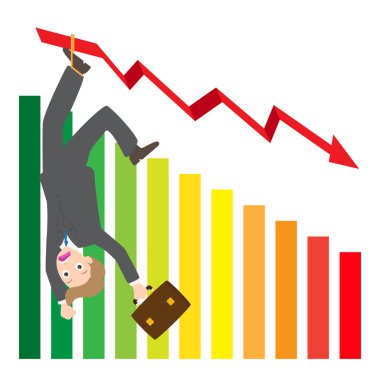 Asılı işadamı oku dalga istatistikleri üzerinde grafik vektör çizimi