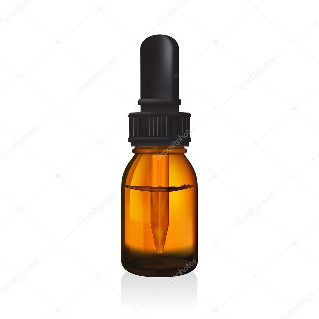 illustration of glass  bottle with pipe dropper vector isolated