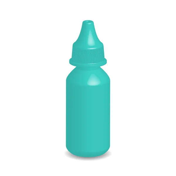 Illustration av grönt öga dropper flaska med lock isolerat på vit bakgrund — Stock vektor