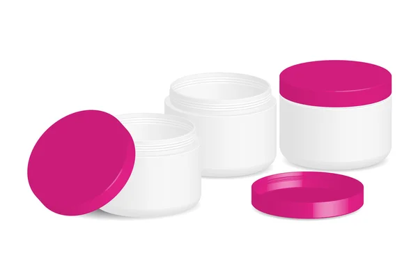 Emballage cosmétique, crème, poudre ou pot de gel avec capuchon, vecteur — Image vectorielle