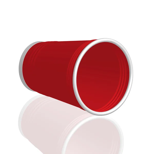 Partito tazza di plastica rossa isolato su sfondo bianco — Vettoriale Stock