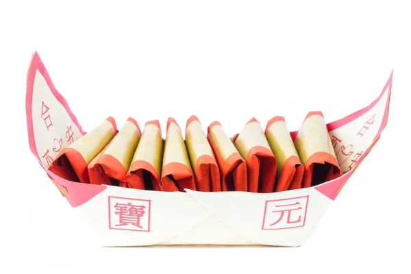 Zilver papier, gouden papier, joss papier voor Chinese viering met Chinese zegenen woord — Stockfoto