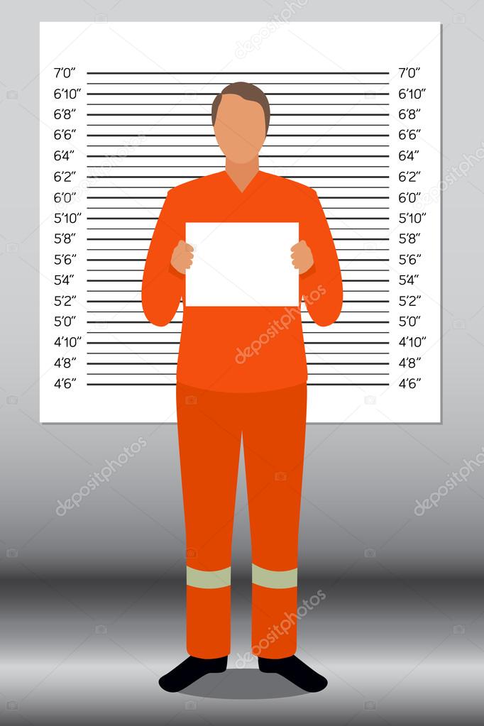 Prisoner in police lineup backdrop, illustration, vector
