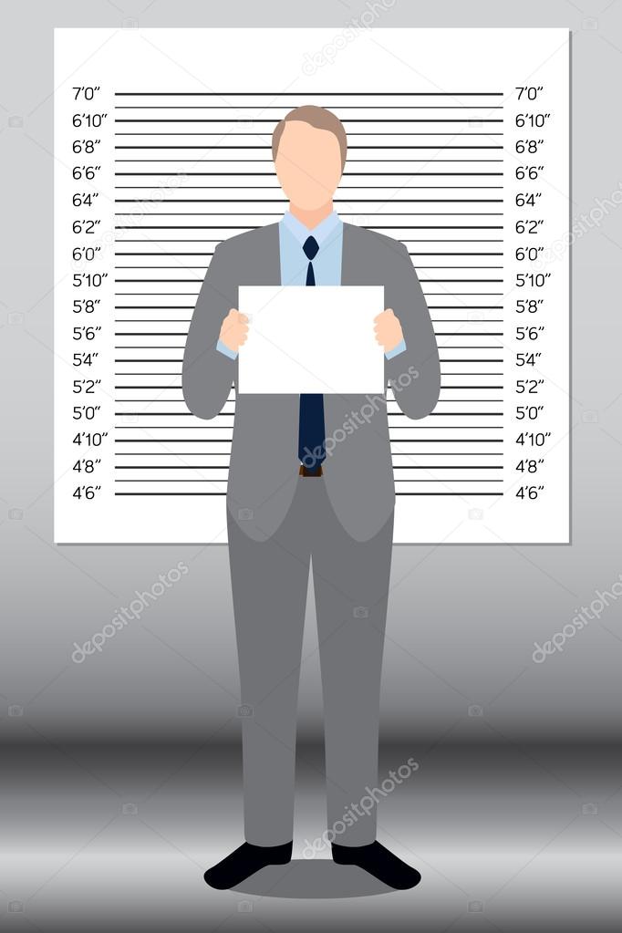 Businessman in police lineup backdrop, illustration, vector