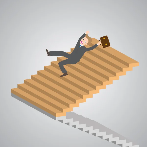 Biznesmen poślizgu w dół na schody, wektor, ilustracja — Wektor stockowy