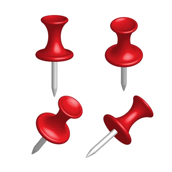 Dizi kırmızı PIN farklı görünümü, raptiye, vektör, illüstrasyon — Stok Vektör