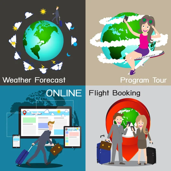 信息图表的旅游在线服务图表图、 矢量、 错觉 — 图库矢量图片
