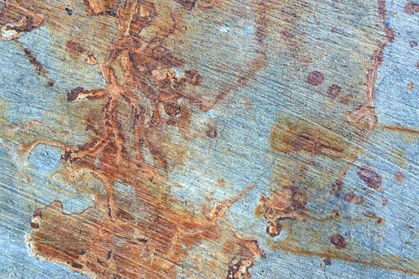 Rozsda barna grunge foltok a csiszolt régi szürke beton padló — Stock Fotó