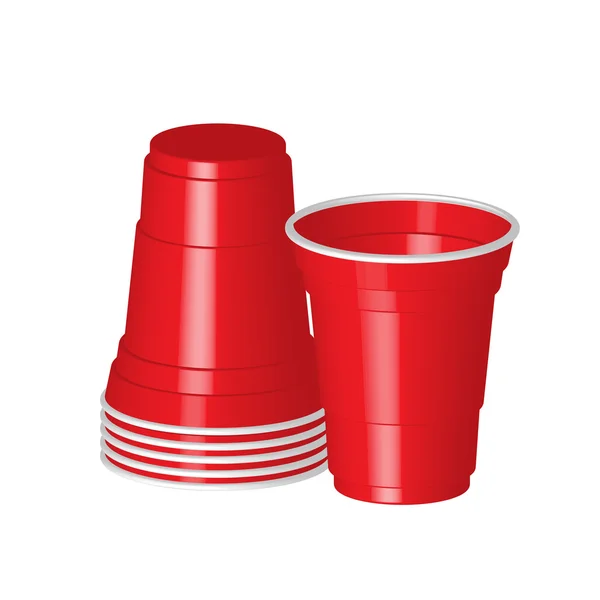Parti kırmızı plastik kap beyaz arka plan üzerinde izole