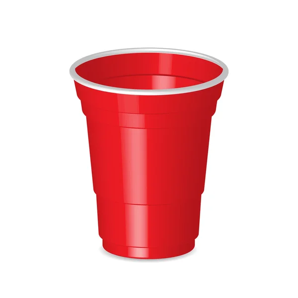 Parte taza de plástico rojo aislado sobre fondo blanco — Vector de stock