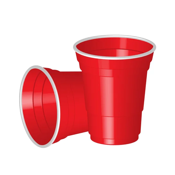 Večírek červený plastový kelímek izolovaných na bílém pozadí — Stockový vektor
