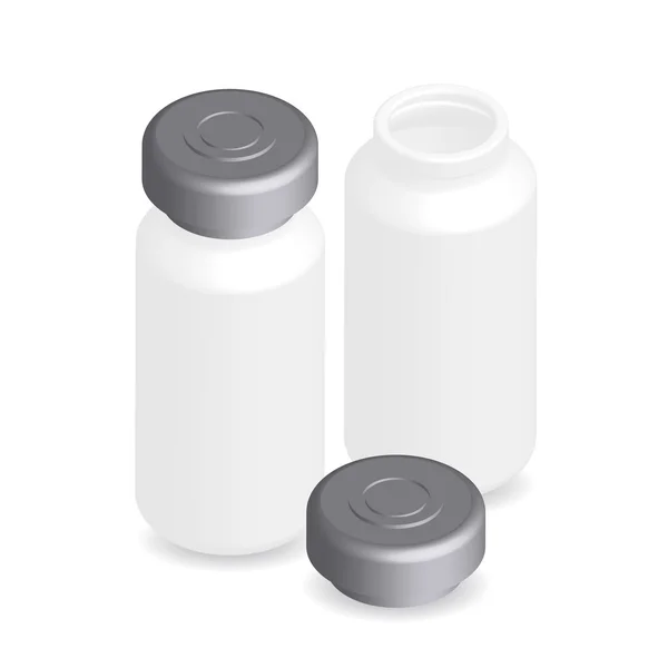 アンプル、ボトル、白の表現に分離されたバイアルのイラスト — ストックベクタ