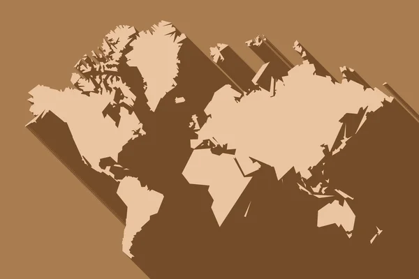Mapa světa, mnohoúhelník plochý design s dlouhý stín, ilustrace, v — Stockový vektor