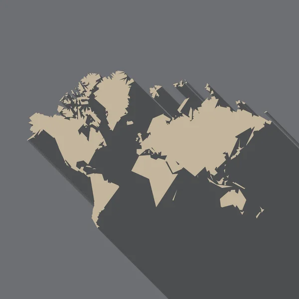 Weltkarte, Polygon flaches Design mit langem Schatten, Illustration, v — Stockvektor