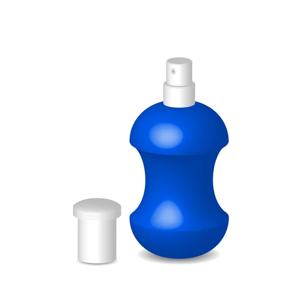 Women perfume in blue bottle, container with cap, illustration, — ストックベクタ