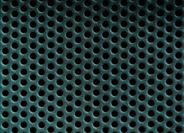 Dark green Metal Background with Holes. Metal Grid.