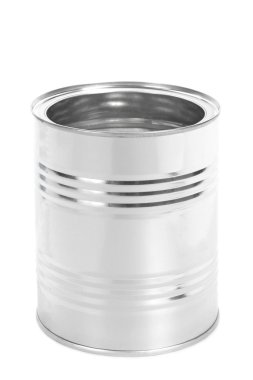 Beyaz arka plan üzerinde izole teneke, konserve gıda, metal