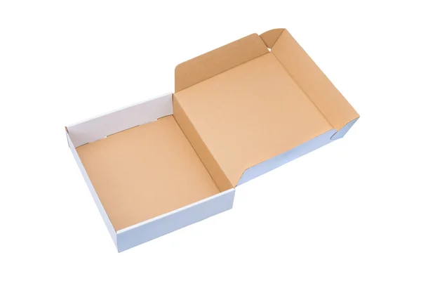 Caja de cartón blanco o caja de papel aislada sobre fondo blanco —  Fotos de Stock
