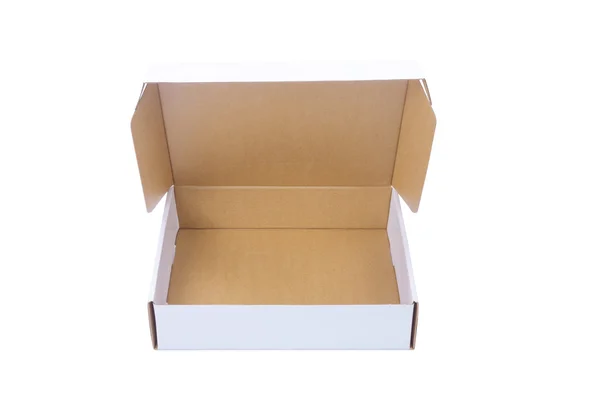 White cardboard Box or paper box isolated on White background — Stock Photo, Image