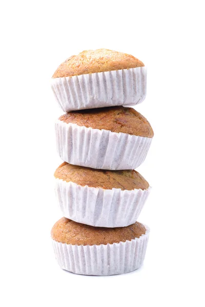 Ciasto bananowe Muffinki, na białym tle — Zdjęcie stockowe