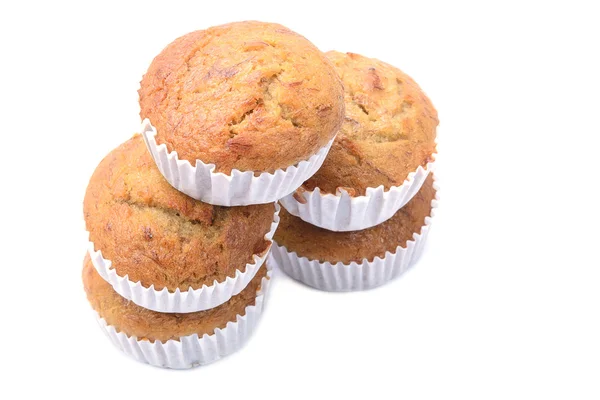 Torta muffin alla banana, isolata su sfondo bianco — Foto Stock