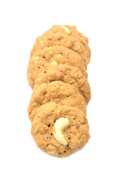 Кешью горіхове печиво, ізольоване на білому тлі — стокове фото