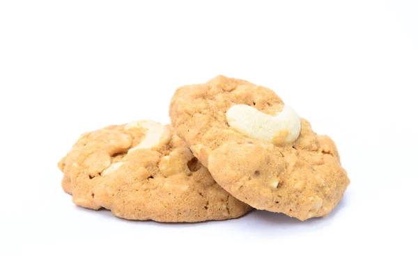 Cashewnoot cookies, geïsoleerd op witte achtergrond — Stockfoto