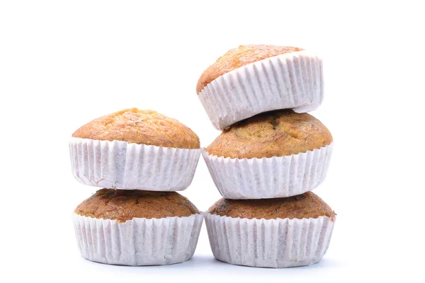 Bolo de muffin de banana, isolado em fundo branco — Fotografia de Stock