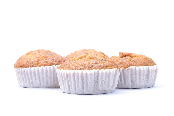 Bolo de muffin de banana, isolado em fundo branco — Fotografia de Stock