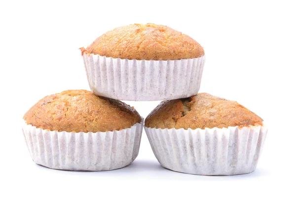 Bolo de muffin de banana, isolado em fundo branco — Fotografia de Stock