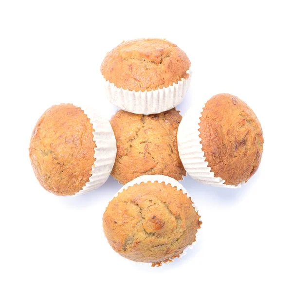 Banaan muffin taart, geïsoleerd op witte achtergrond — Stockfoto