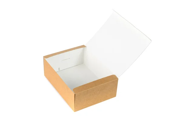 Open cardboard Box or brown paper box isolated with soft shadow — Stock Photo, Image