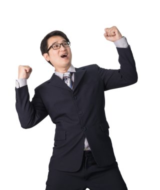 Başarılı mutlu işadamı sevindirici yüzünü s yetiştirme