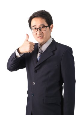 Asya işadamı başparmak bir gülen ile telafi w izole