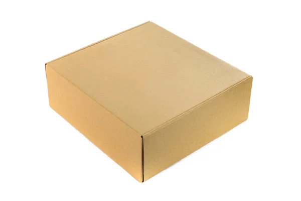 Закрытая картонная коробка или коричневая бумажная коробка, изолированная мягким шадо — стоковое фото