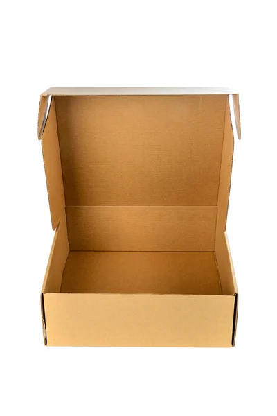 Open cardboard Box or brown paper box isolated with soft shadow — Stock Photo, Image