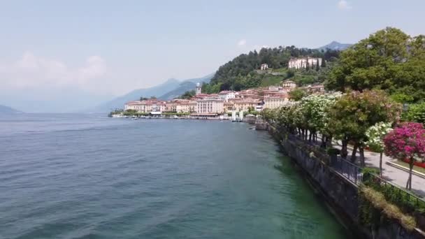 Vista Aérea Ciudad Bellagio Lago Como Italia Metraje De Stock