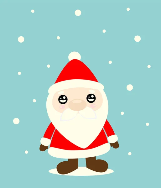 Netter Cartoon Weihnachtsmann Mit Schnee Auf Blauem Hintergrund Schöne Illustration — Stockvektor