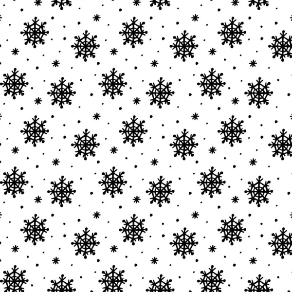 Білі Сніжинки Чорному Тлі Чудовий Зимовий Візерунок Вашого Дизайну — стоковий вектор