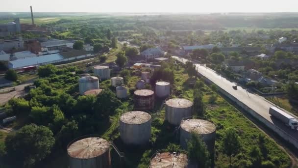 Vista Aerea Dei Serbatoi Stoccaggio Dell Olio Vista Aerea Serbatoio — Video Stock