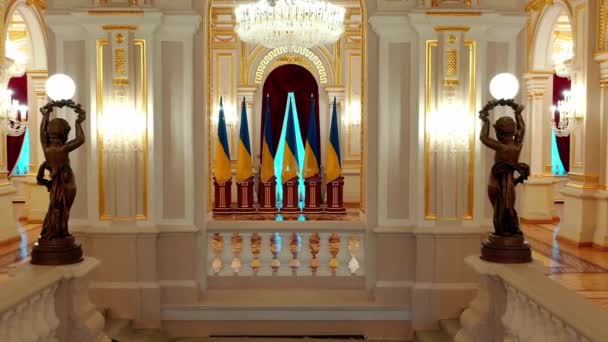 Dentro Del Palacio Mariinsky Kiev Salón Blanco Del Palacio Mariinsky — Vídeos de Stock