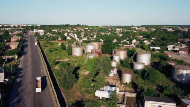 Aerial View Oil Storage Tanks Aerial View Oil Storage Tanks — Stock Video