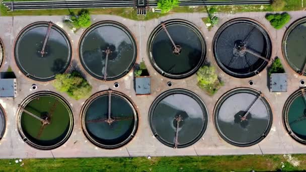 Uitzicht Vanuit Lucht Het Beluchtingsstation Vanuit Lucht Behandeling Van Afvalwater — Stockvideo